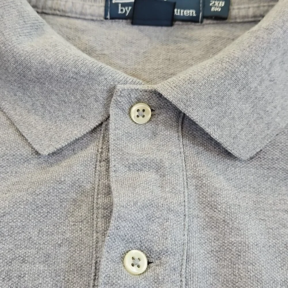 Polo by Ralph Lauren Polo Shirt Men's Size 2XB Big Grey Gray 2 Button Cotton EUC